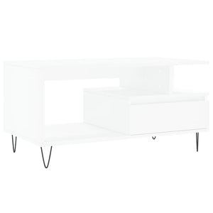 Tavolino da Salotto Bianco 90x49x45 cm in Legno Multistrato 831020