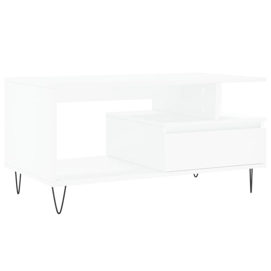 Tavolino da Salotto Bianco 90x49x45 cm in Legno Multistrato 831020