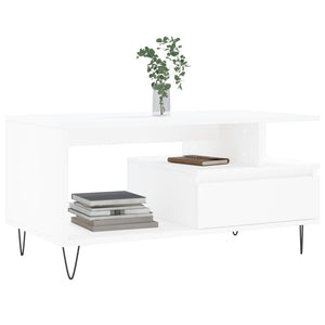 Tavolino da Salotto Bianco 90x49x45 cm in Legno Multistrato 831020