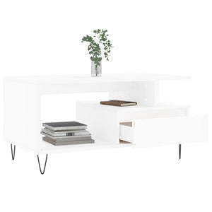 Tavolino da Salotto Bianco 90x49x45 cm in Legno Multistrato 831020