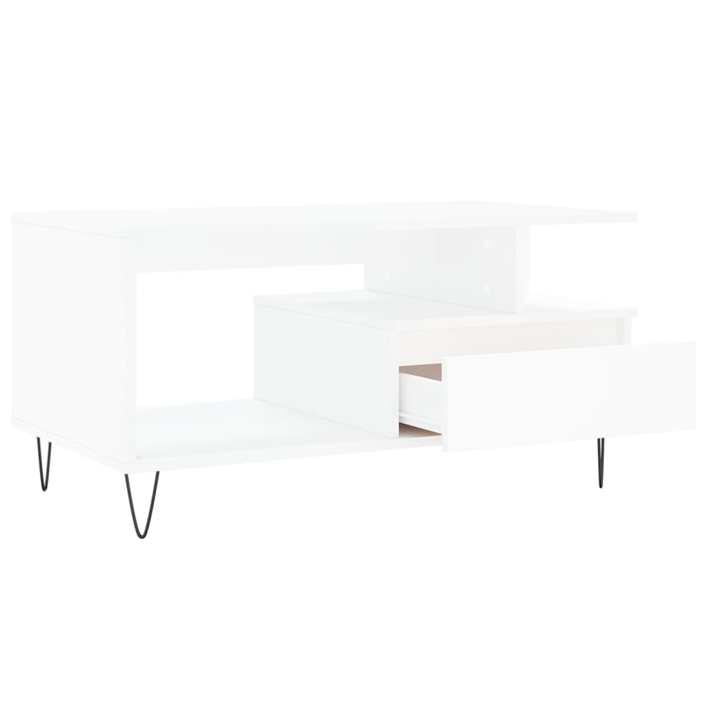 Tavolino da Salotto Bianco 90x49x45 cm in Legno Multistrato 831020
