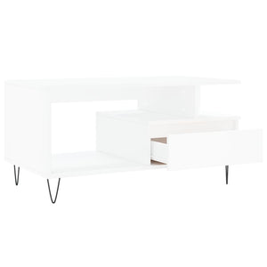 Tavolino da Salotto Bianco 90x49x45 cm in Legno Multistrato 831020