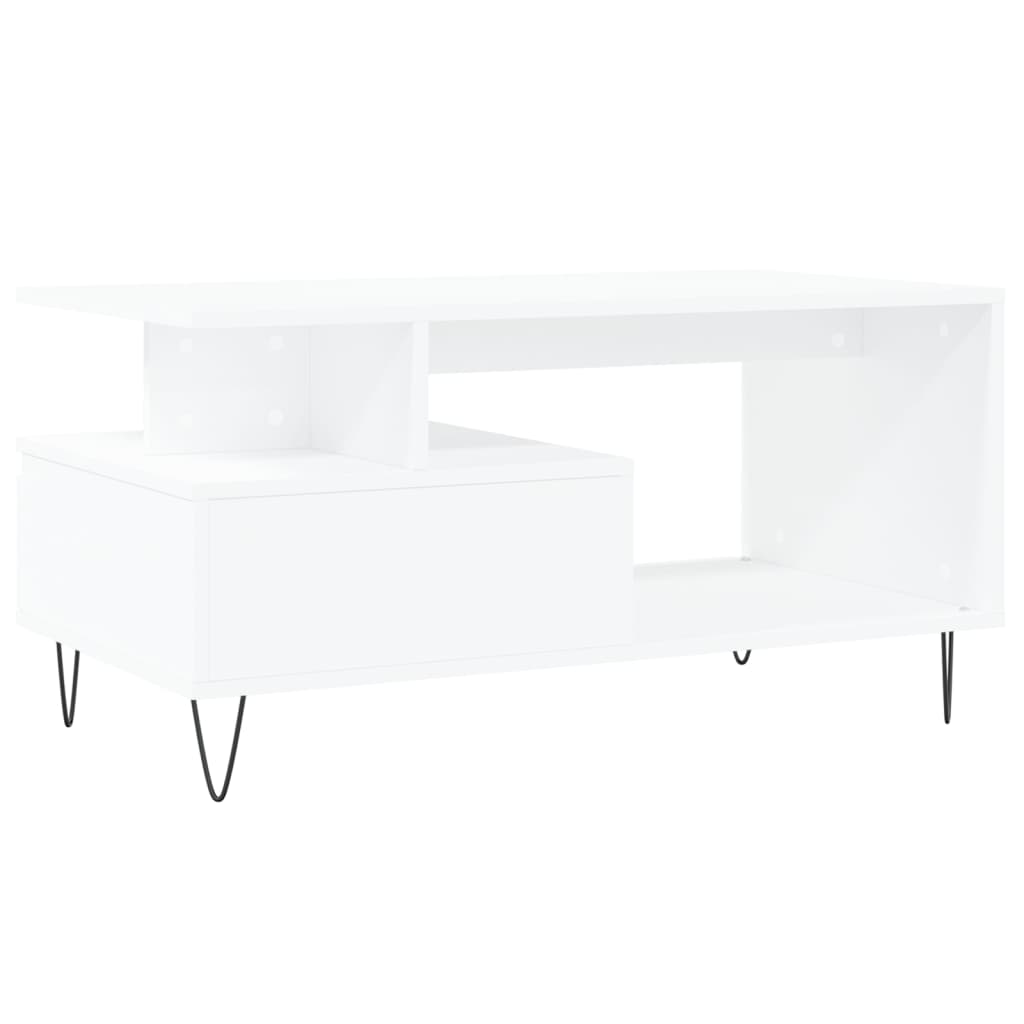 Tavolino da Salotto Bianco 90x49x45 cm in Legno Multistrato 831020