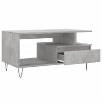 Tavolino Salotto Grigio Cemento 90x49x45 cm Legno Multistrato 831024