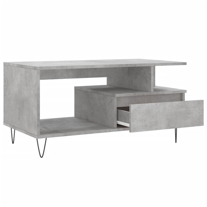 Tavolino Salotto Grigio Cemento 90x49x45 cm Legno Multistrato 831024