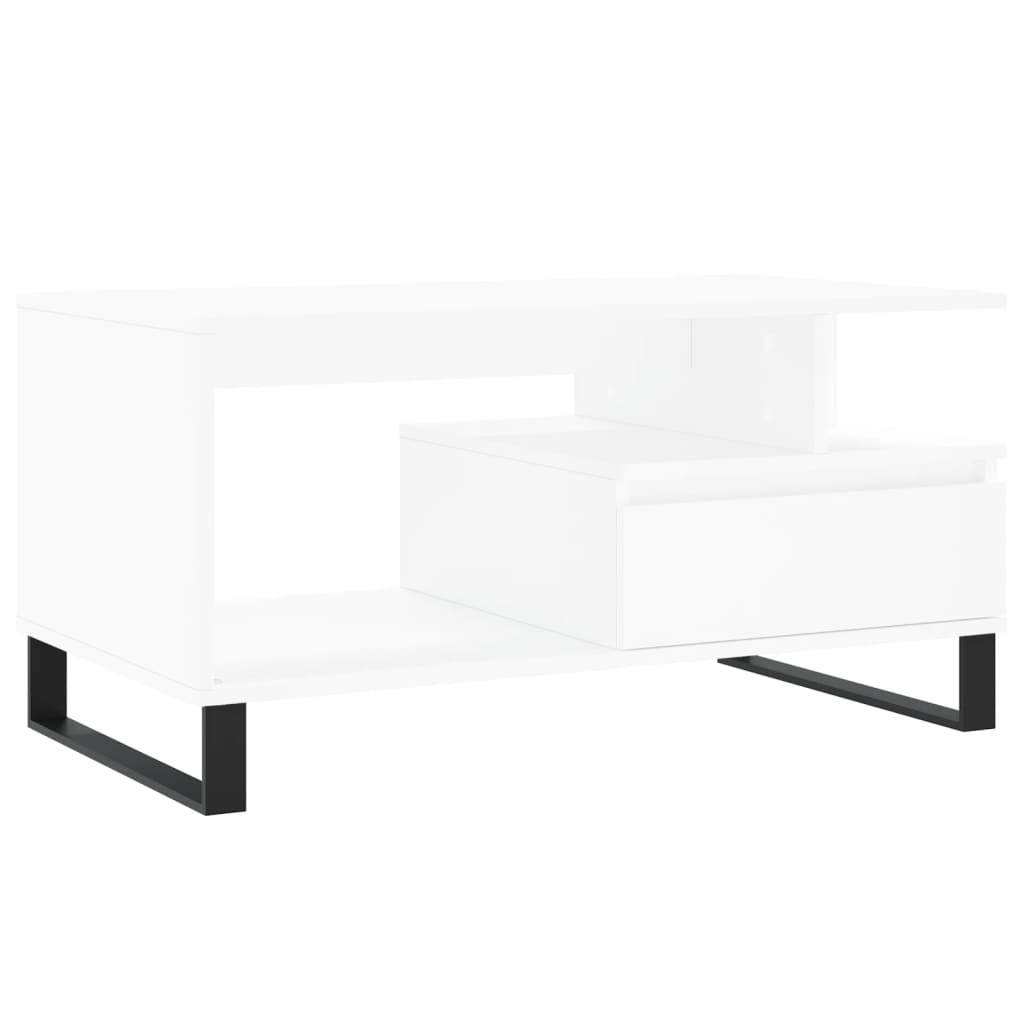 Tavolino da Salotto Bianco 90x49x45 cm in Legno Multistrato 831028