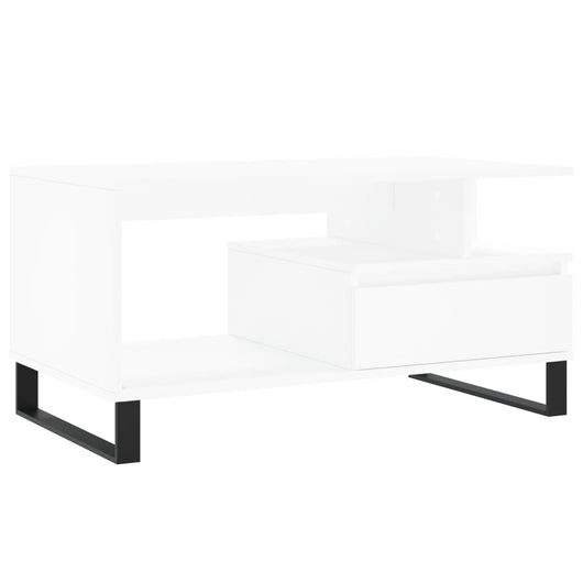 Tavolino da Salotto Bianco 90x49x45 cm in Legno Multistrato 831028