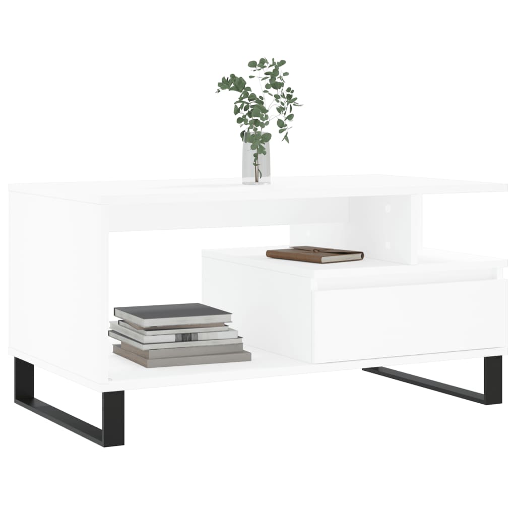 Tavolino da Salotto Bianco 90x49x45 cm in Legno Multistratocod mxl 102790