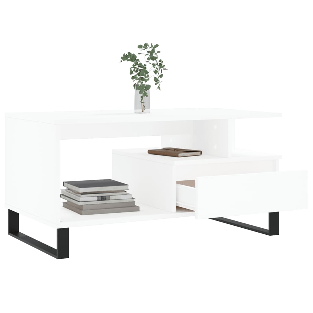 Tavolino da Salotto Bianco 90x49x45 cm in Legno Multistrato 831028
