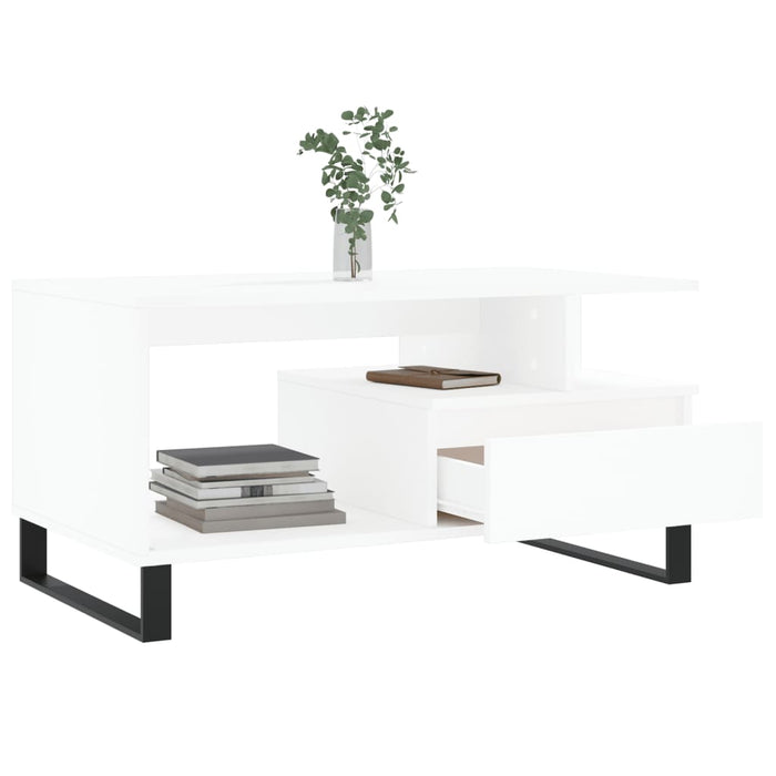 Tavolino da Salotto Bianco 90x49x45 cm in Legno Multistrato 831028