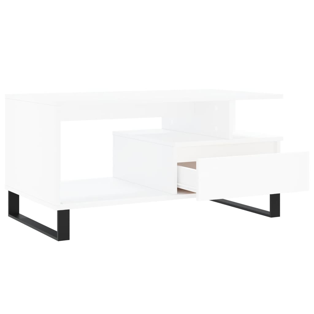 Tavolino da Salotto Bianco 90x49x45 cm in Legno Multistrato 831028