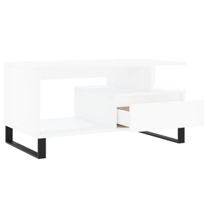 Tavolino da Salotto Bianco 90x49x45 cm in Legno Multistrato 831028