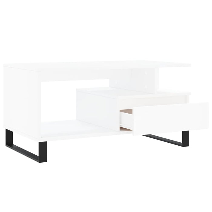 Tavolino da Salotto Bianco 90x49x45 cm in Legno Multistrato 831028