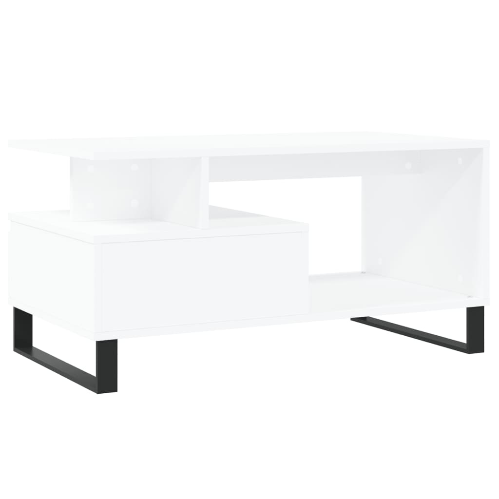 Tavolino da Salotto Bianco 90x49x45 cm in Legno Multistrato 831028