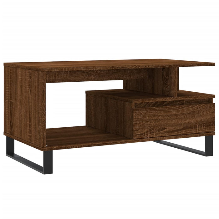 Tavolino Salotto-Tavolino da soggiorno-Tavolo Rovere Marrone 90x49x45 cm Legno Multistrato 884518