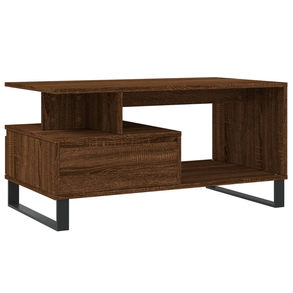Tavolino Salotto-Tavolino da soggiorno-Tavolo Rovere Marrone 90x49x45 cm Legno Multistrato 884518
