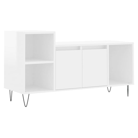 Mobile Porta TV Bianco Lucido 100x35x55 cm in Legno Multistrato 831318