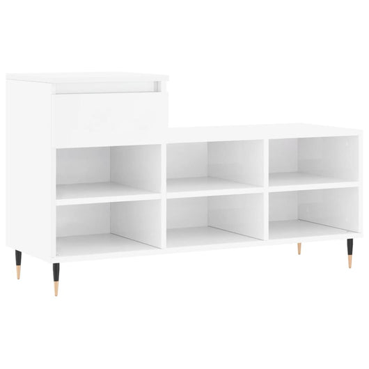 Scarpiera Bianco Lucido 102x36x60 cm in Legno Multistratocod mxl 78812