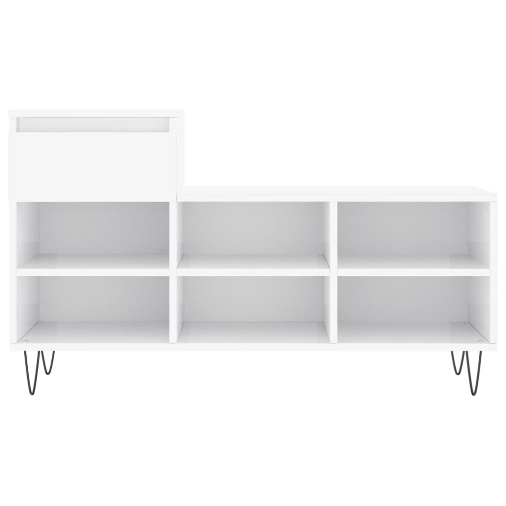 Scarpiera Bianco Lucido 102x36x60 cm in Legno Multistrato 831366
