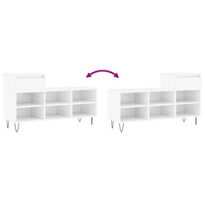 Scarpiera Bianco Lucido 102x36x60 cm in Legno Multistrato 831366