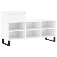 Scarpiera Bianco Lucido 102x36x60 cm in Legno Multistrato 831374