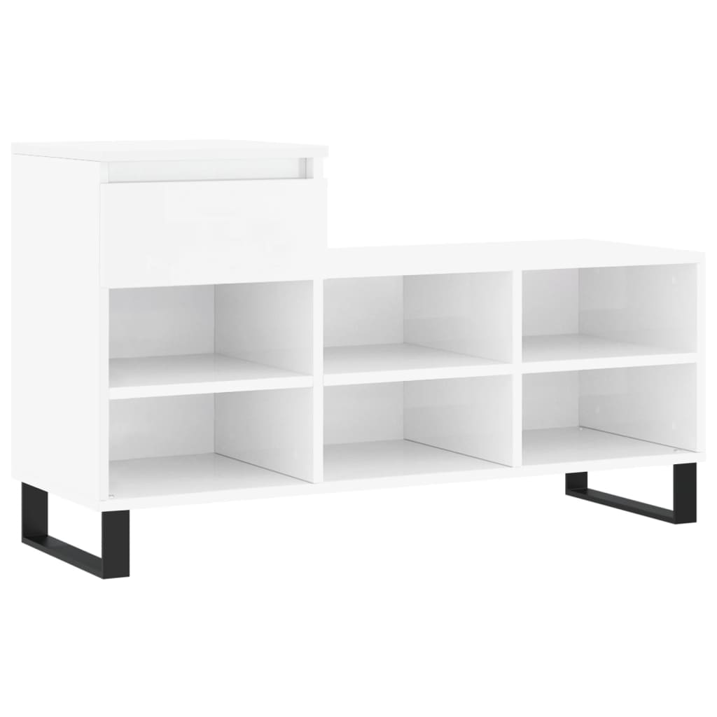 Scarpiera Bianco Lucido 102x36x60 cm in Legno Multistratocod mxl 126717