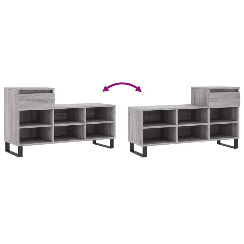 Scarpiera scarpiera mobile portaoggetti ingresso corridoio soggiorno Sonoma 102 x 36 x 60 cm multistrato grigio 02_0022059