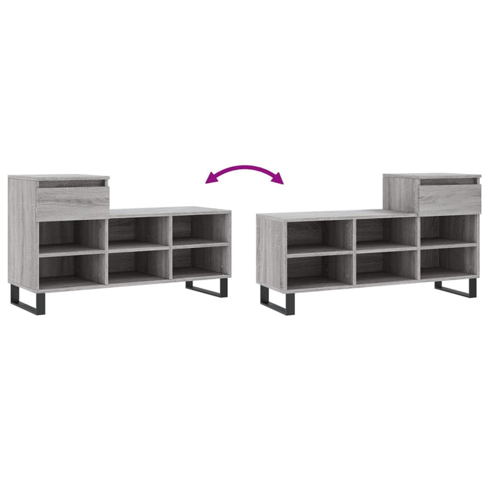 Scarpiera scarpiera mobile portaoggetti ingresso corridoio soggiorno Sonoma 102 x 36 x 60 cm multistrato grigio 02_0022059