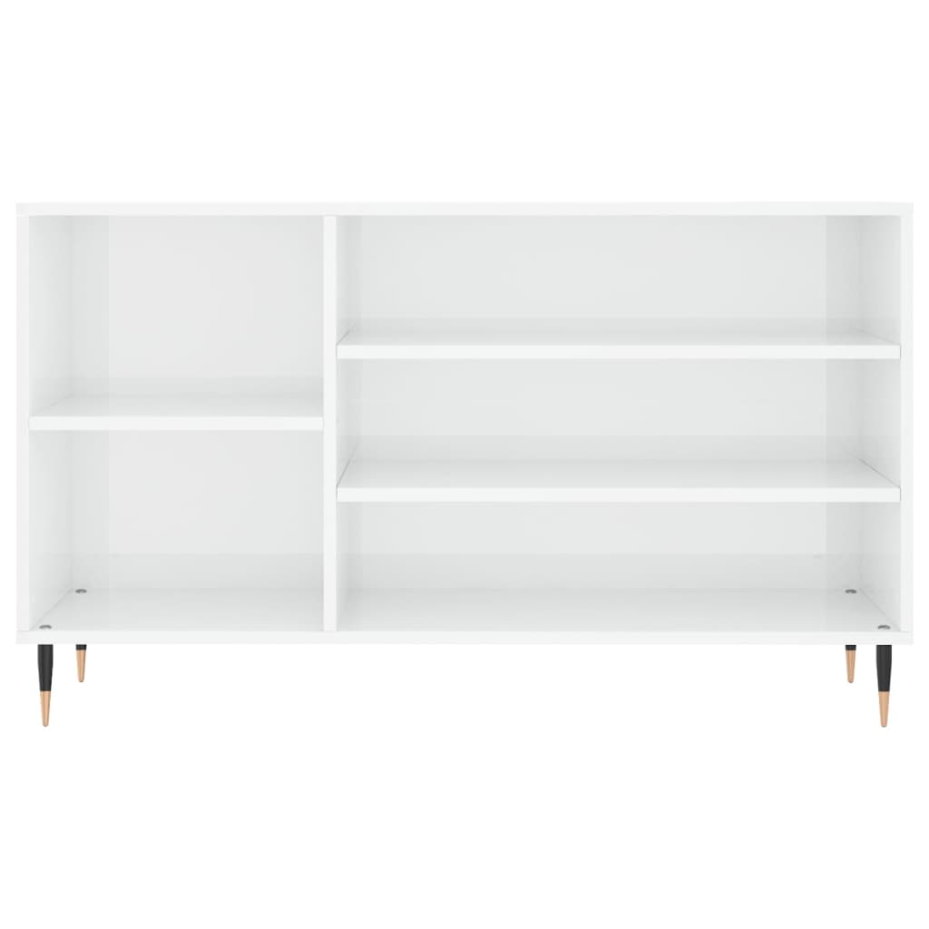 Scarpiera Bianco Lucido 102x36x60 cm in Legno Multistrato 831406