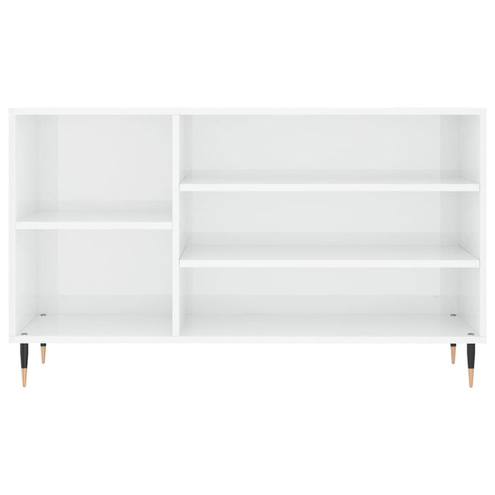 Scarpiera Bianco Lucido 102x36x60 cm in Legno Multistrato