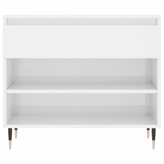 Scarpiera Bianco Lucido 70x36x60 cm in Legno Multistrato 831430