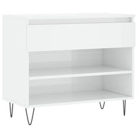 Scarpiera Bianco Lucido 70x36x60 cm in Legno Multistrato 831438