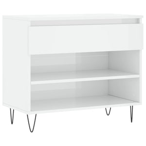 Scarpiera Bianco Lucido 70x36x60 cm in Legno Multistrato 831438