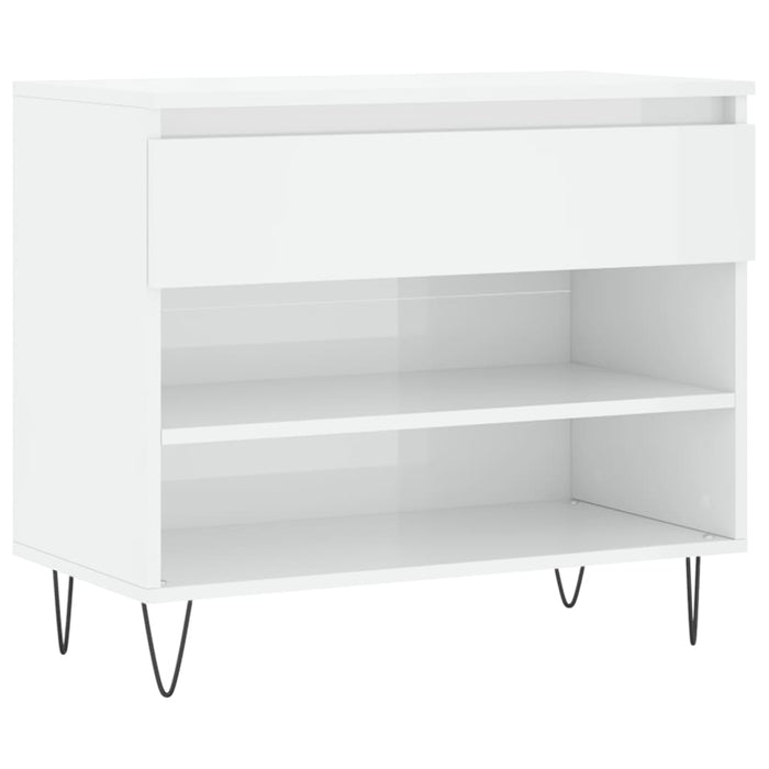 Scarpiera Bianco Lucido 70x36x60 cm in Legno Multistrato 831438