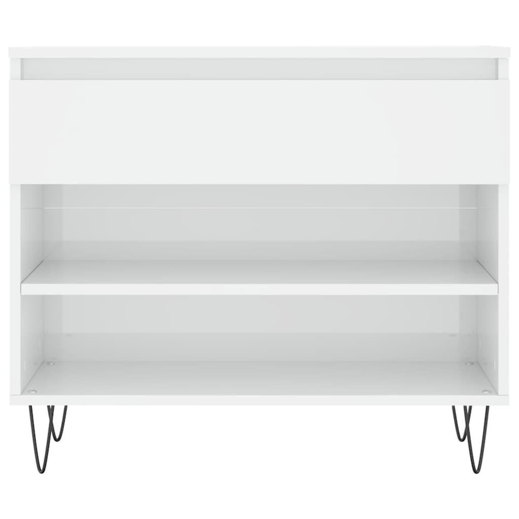 Scarpiera Bianco Lucido 70x36x60 cm in Legno Multistrato 831438