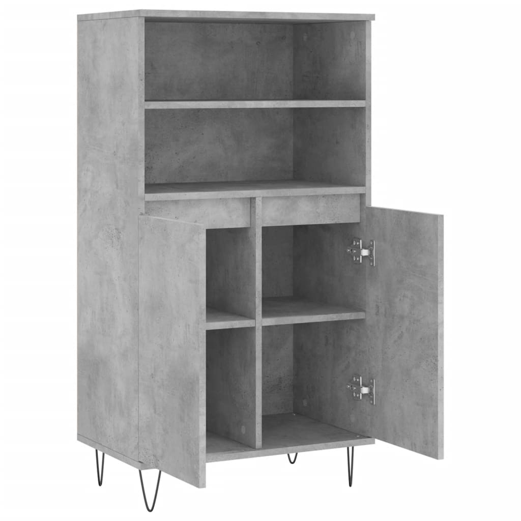 Credenza-Buffet-Armadio da cucina Grigio Cemento 60x36x110 cm in Legno Multistrato 967312