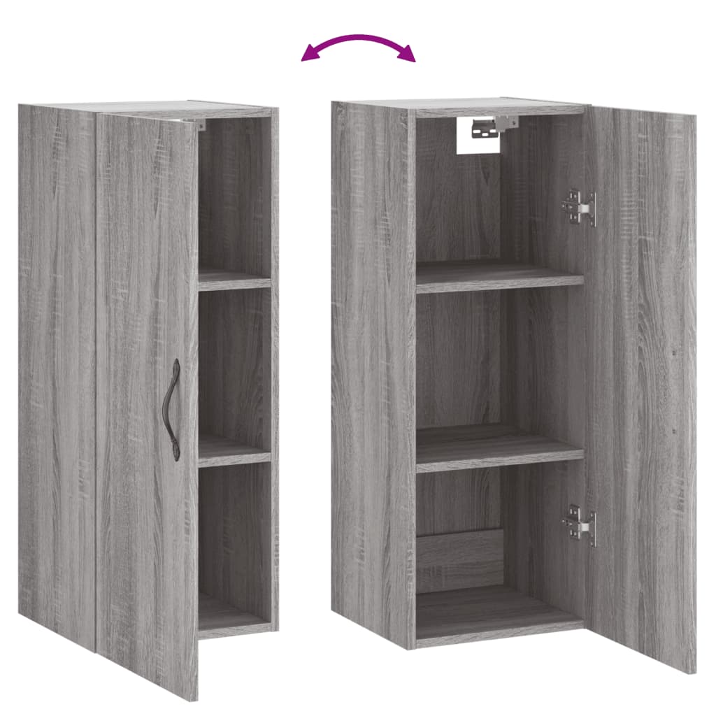 Mobile a Parete Grigio Sonoma 34,5x34x90 cm Legno Multistrato 835000