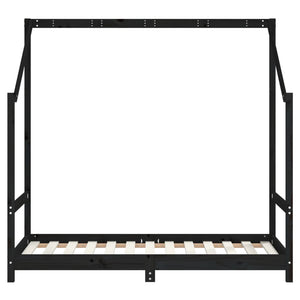 Giroletto per Bambini Nero 80x160 cm in Legno Massello di Pino