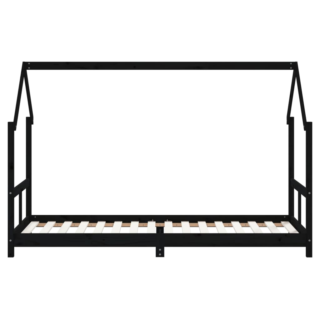 Giroletto per Bambini Nero 80x200 cm in Legno Massello di Pino 835717