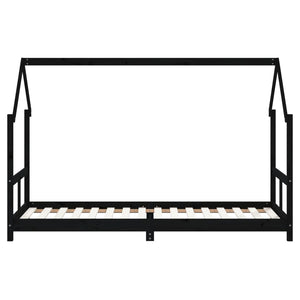 Giroletto per Bambini Nero 80x200 cm in Legno Massello di Pino 835717