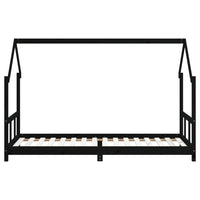 Giroletto per Bambini Nero 90x200 cm in Legno Massello di Pino 835720