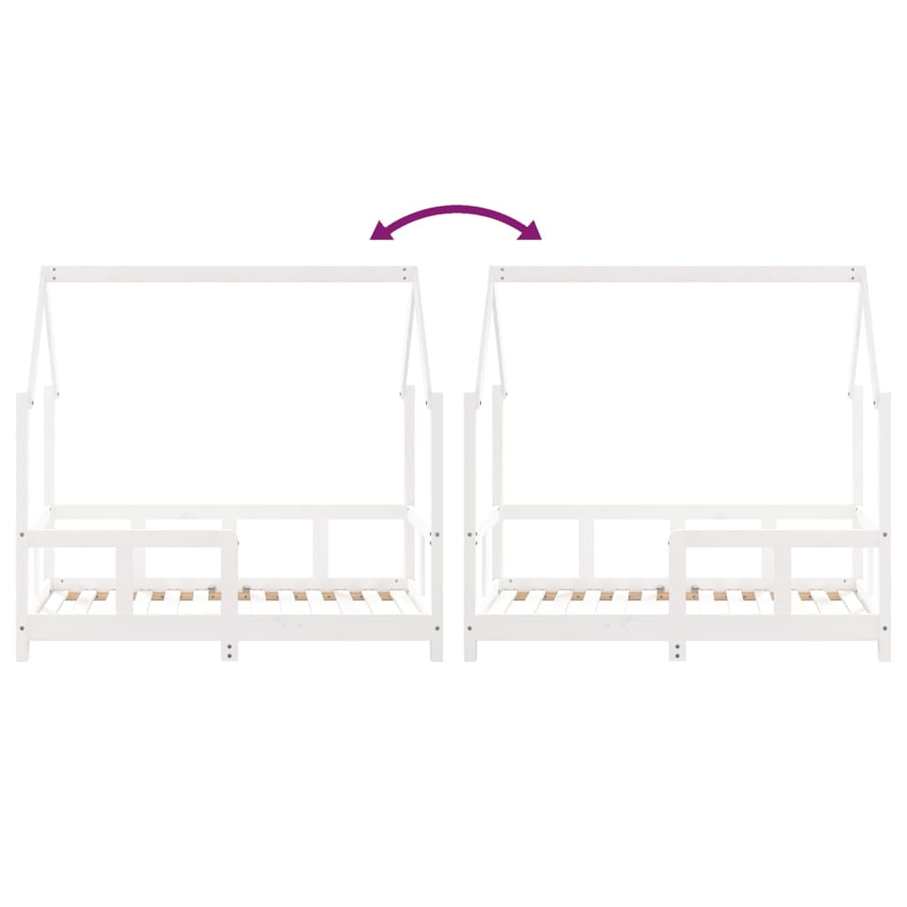 Giroletto per Bambini-Struttura Letto Bambini Bianco 70x140cm in Legno Massello di Pino 455509