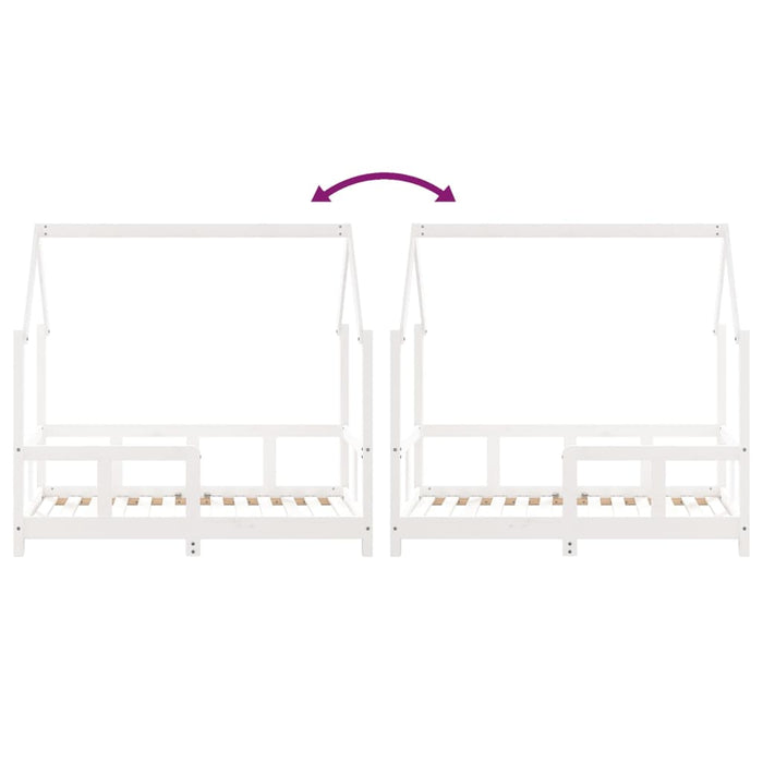 Giroletto per Bambini Bianco 70x140cm in Legno Massello di Pino