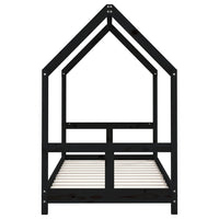 Giroletto per Bambini Nero 80x160 cm in Legno Massello di Pino 835726