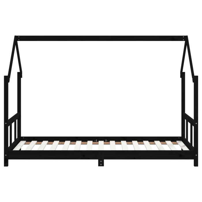 Giroletto per Bambini Nero 90x190 cm in Legno Massello di Pino 835729