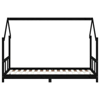 Giroletto per Bambini Nero 90x190 cm in Legno Massello di Pino 835729