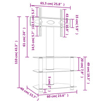 Supporto TV Angolare 3 Livelli per 32-70 Pollici Nero e Argento 358174
