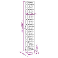 Portavini da 57 Bottiglie Nero 34x18x200cm in Ferro Battuto 358366
