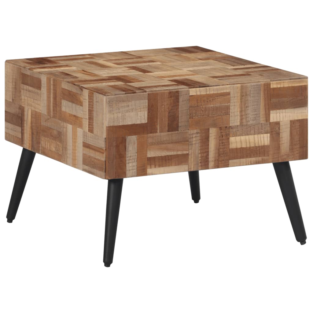 Tavolino da Salotto-Tavolino da soggiorno Grigio 55x55x40cm Massello Teak di Recupero