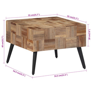 Tavolino da Salotto Grigio 55x55x40cm Massello Teak di Recupero 358521